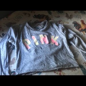 Victoria secret pink crop top long sleeve